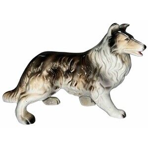 Vintage Japan Figurine Ceramic Dog Collie 7 Inches Long Standing
